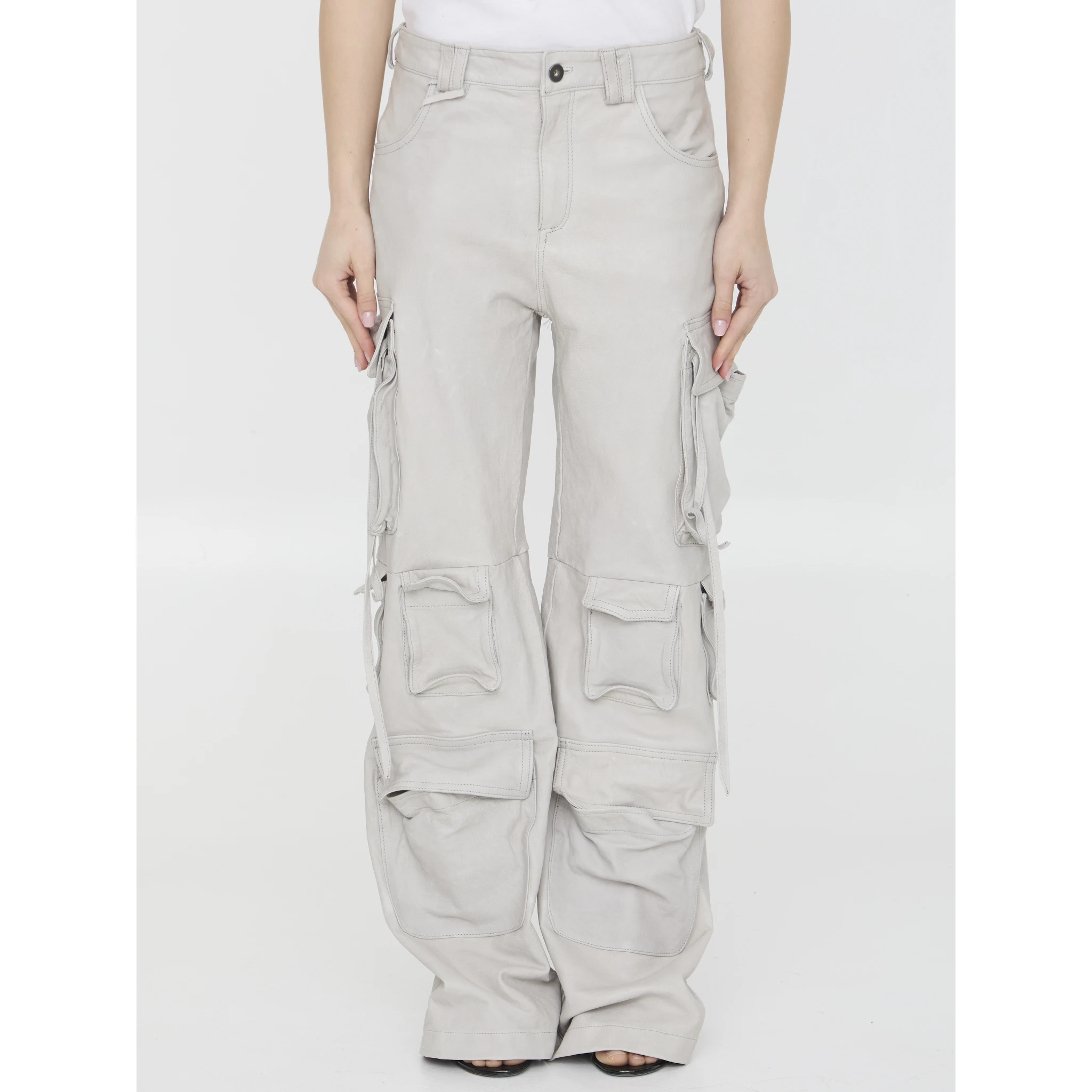Leather cargo pants