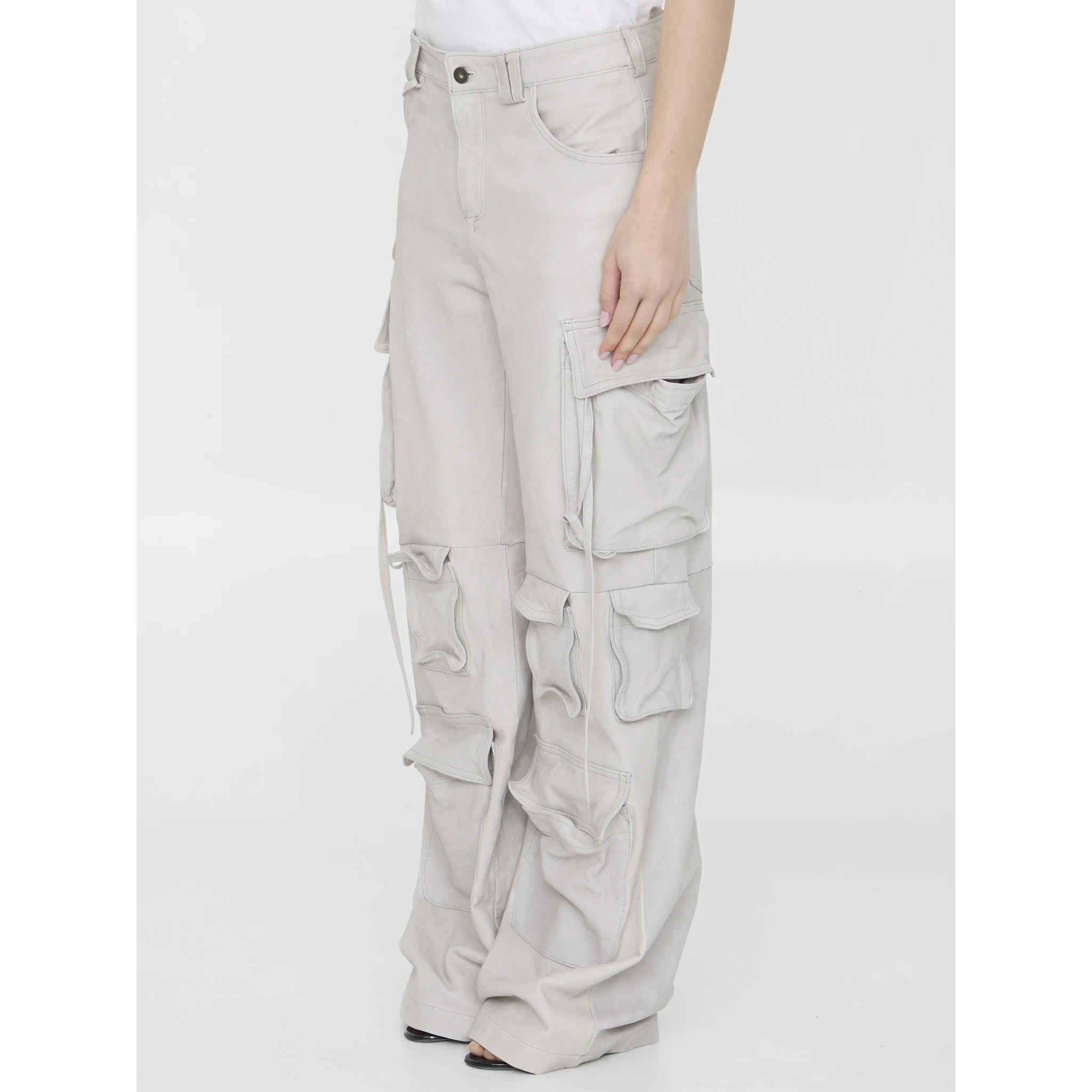 Leather cargo pants