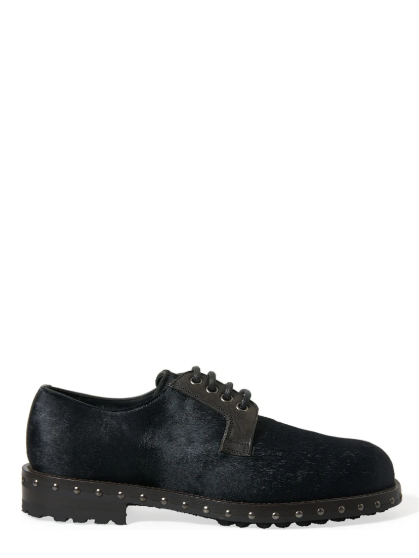 Black Stable Fur Derby SAN PIETRO Dress Shoes