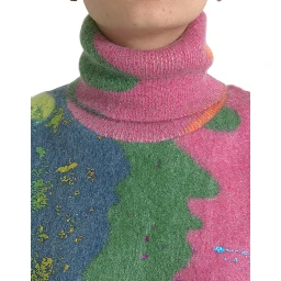 Multicolor Mohair Turtleneck Pullover Sweater