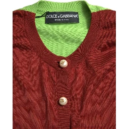 Multicolor Silk Crewneck Cardigan Sweater