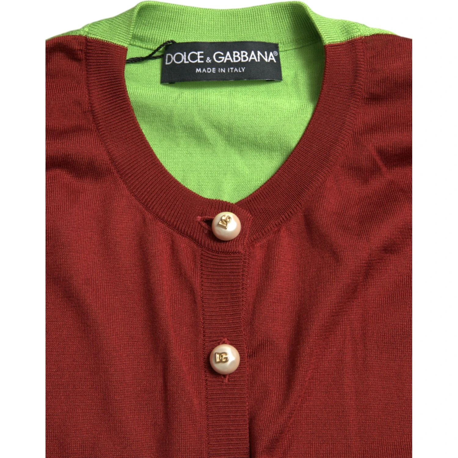 Multicolor Silk Crewneck Cardigan Sweater