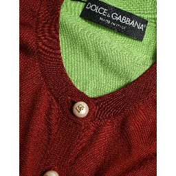 Multicolor Silk Crewneck Cardigan Sweater