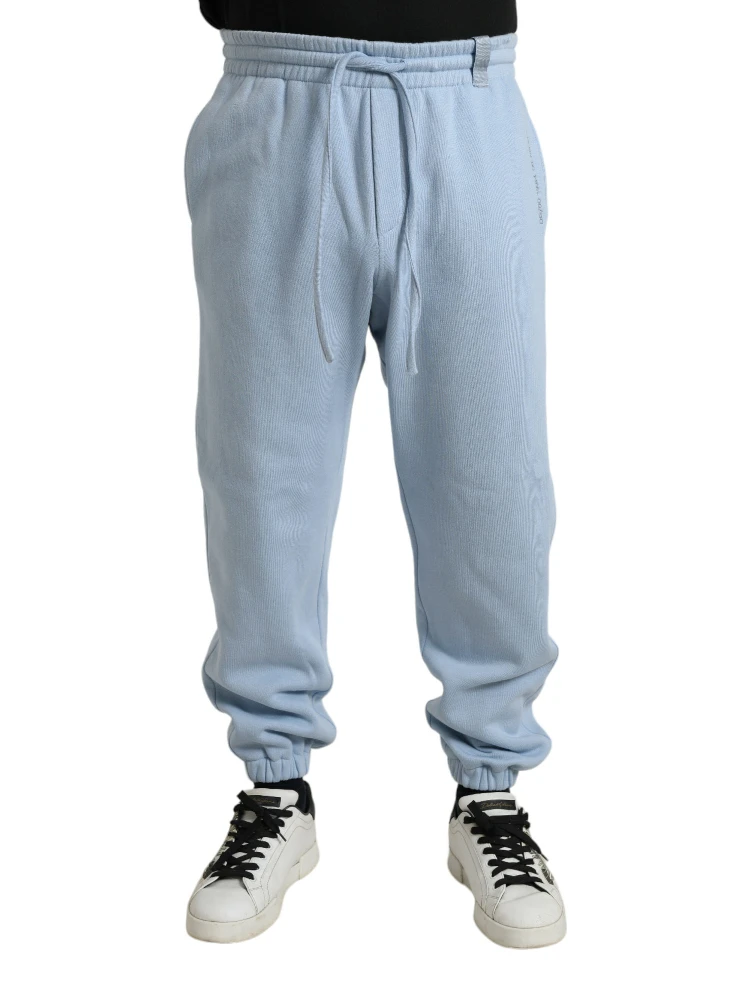 Light Blue Cotton Sweatpants Men Jogger Pants