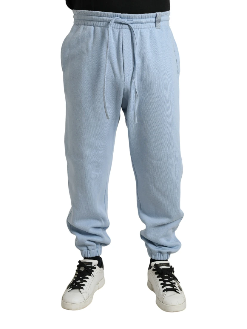 Light Blue Cotton Sweatpants Men Jogger Pants