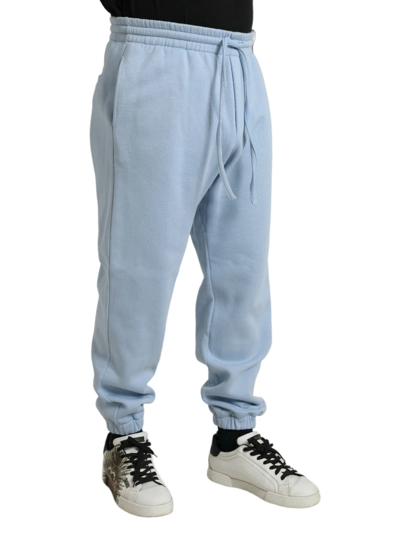 Light Blue Cotton Sweatpants Men Jogger Pants