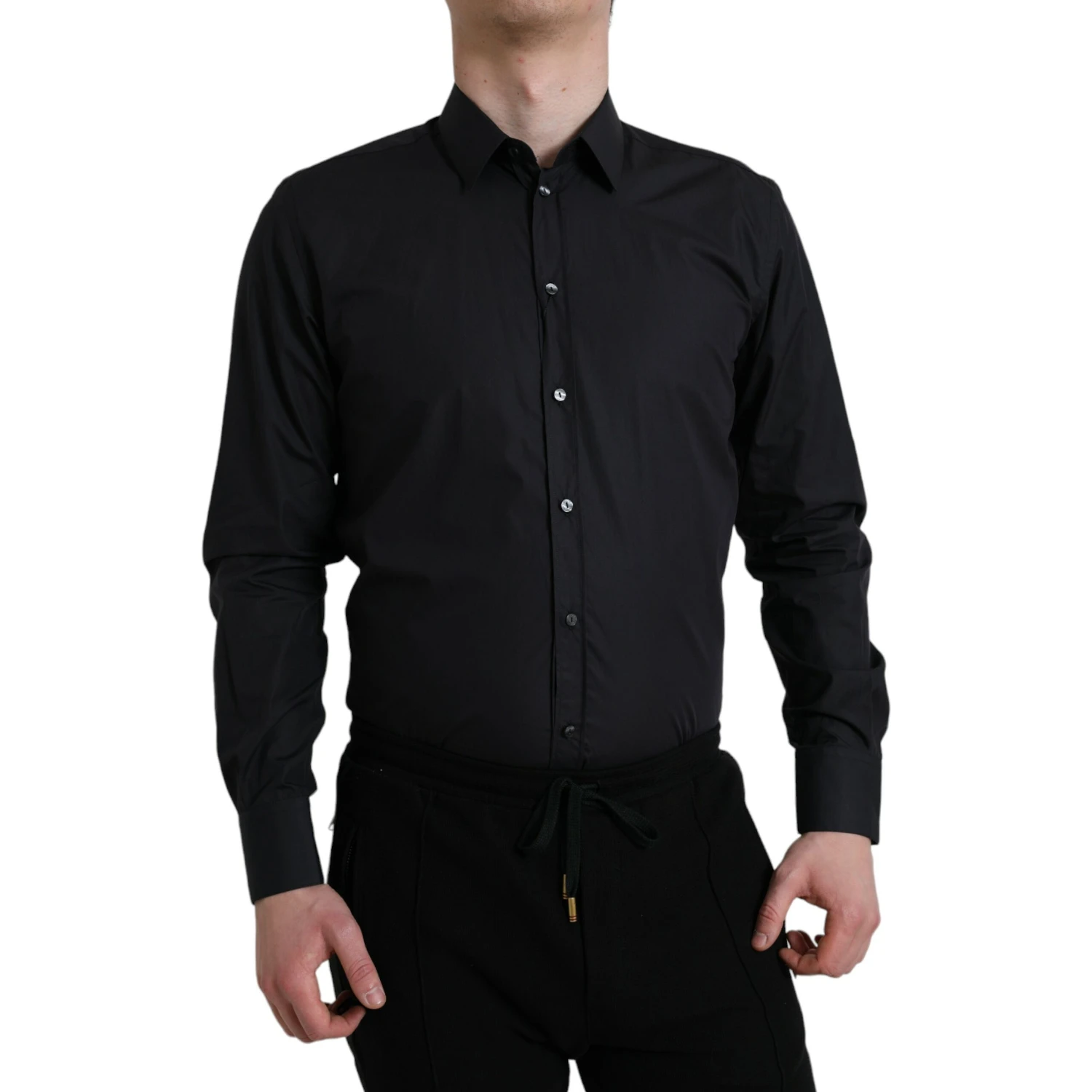 Navy Blue Cotton Collared Formal Dress Shirt