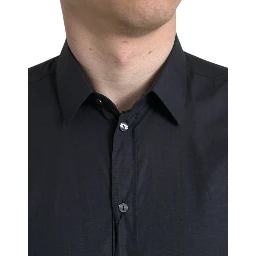 Navy Blue Cotton Collared Formal Dress Shirt