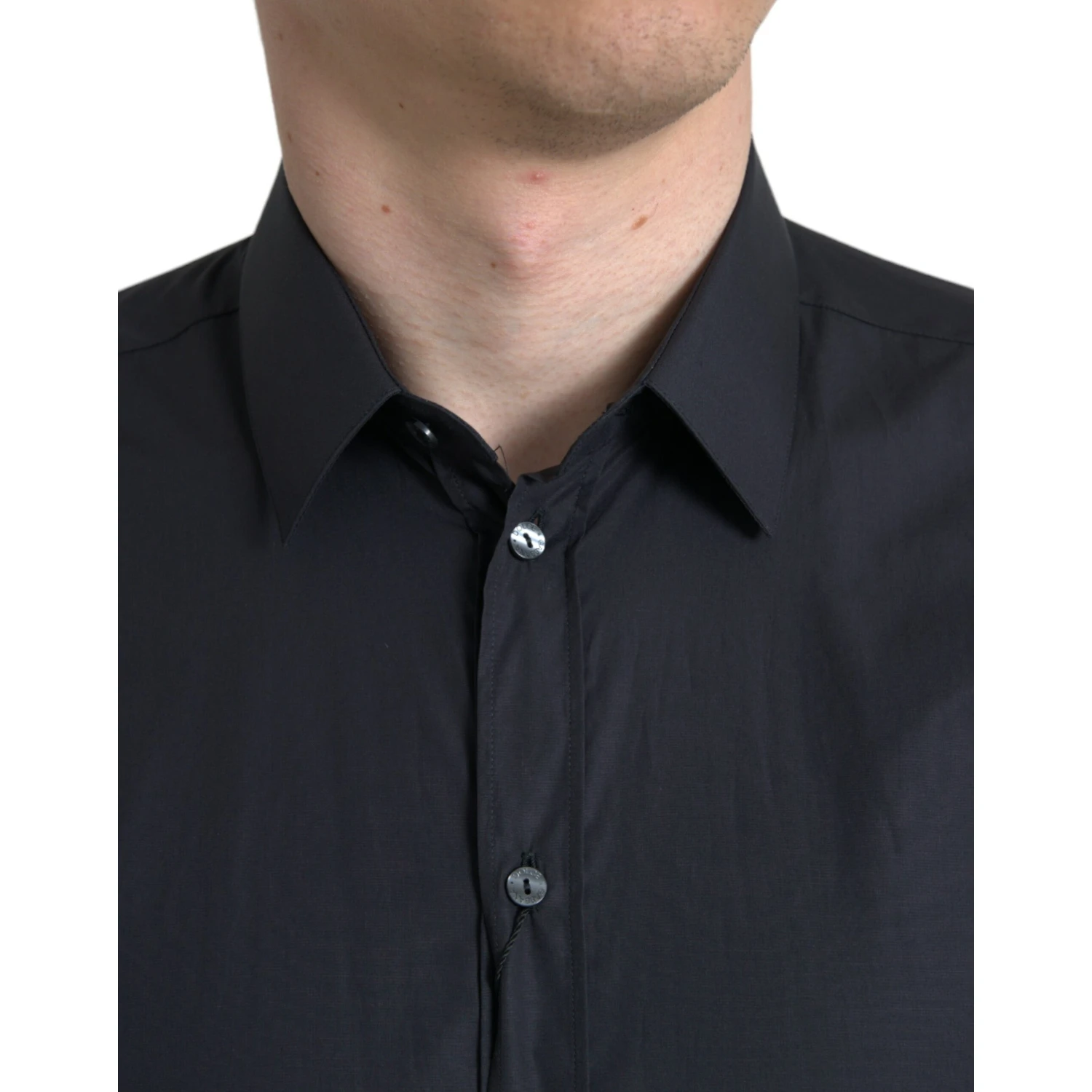 Navy Blue Cotton Collared Formal Dress Shirt