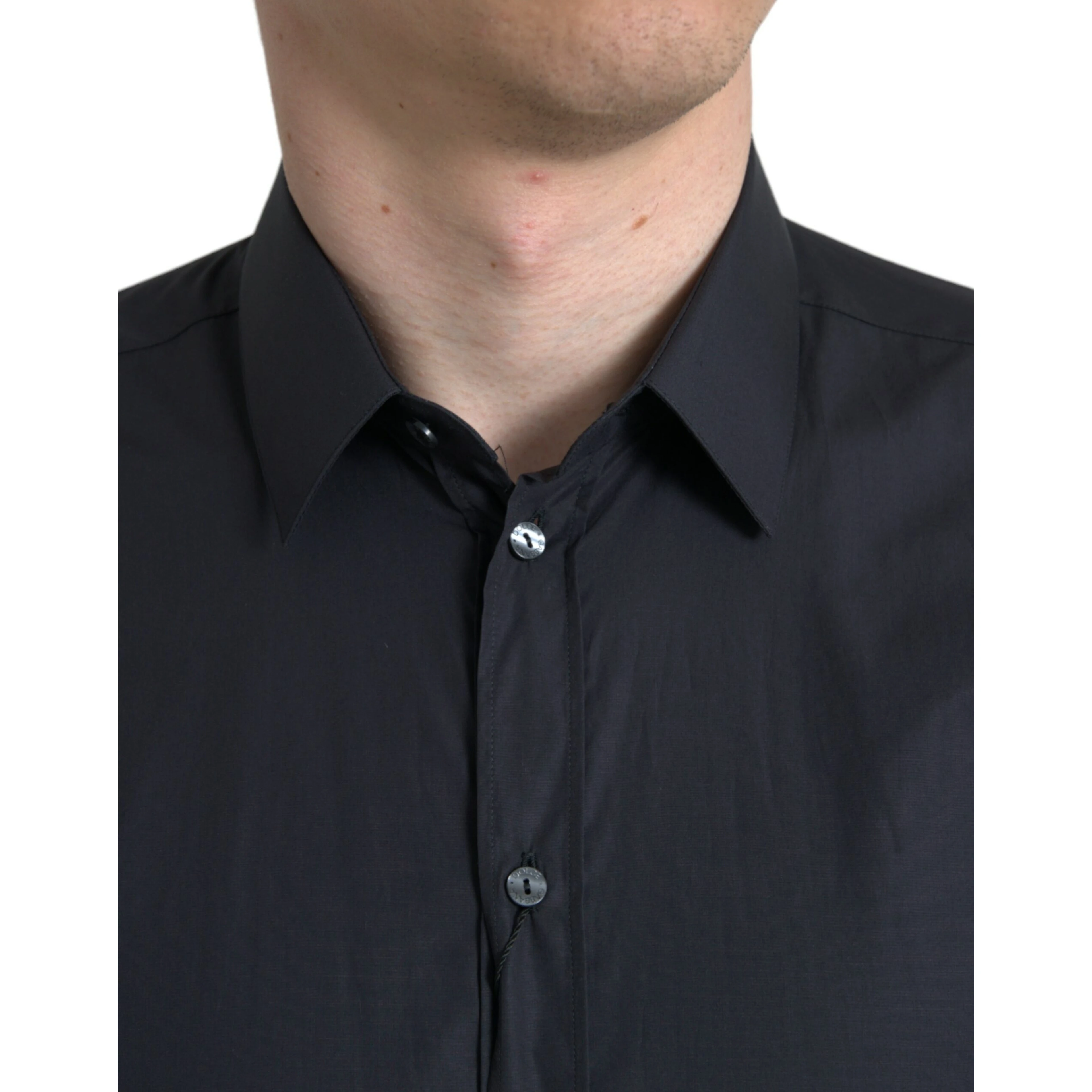 Navy Blue Cotton Collared Formal Dress Shirt