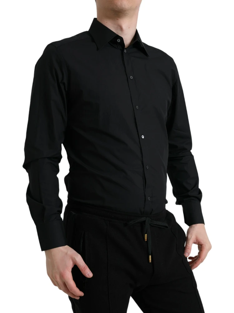 Black Cotton Men Formal GOLD Dress Shirt alternative