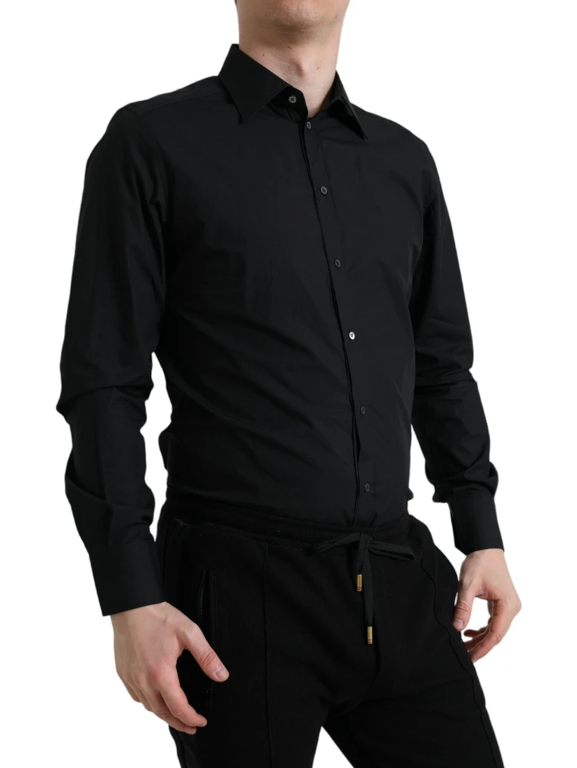 Black Cotton Men Formal GOLD Dress Shirt