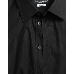 Black Cotton Men Formal GOLD Dress Shirt