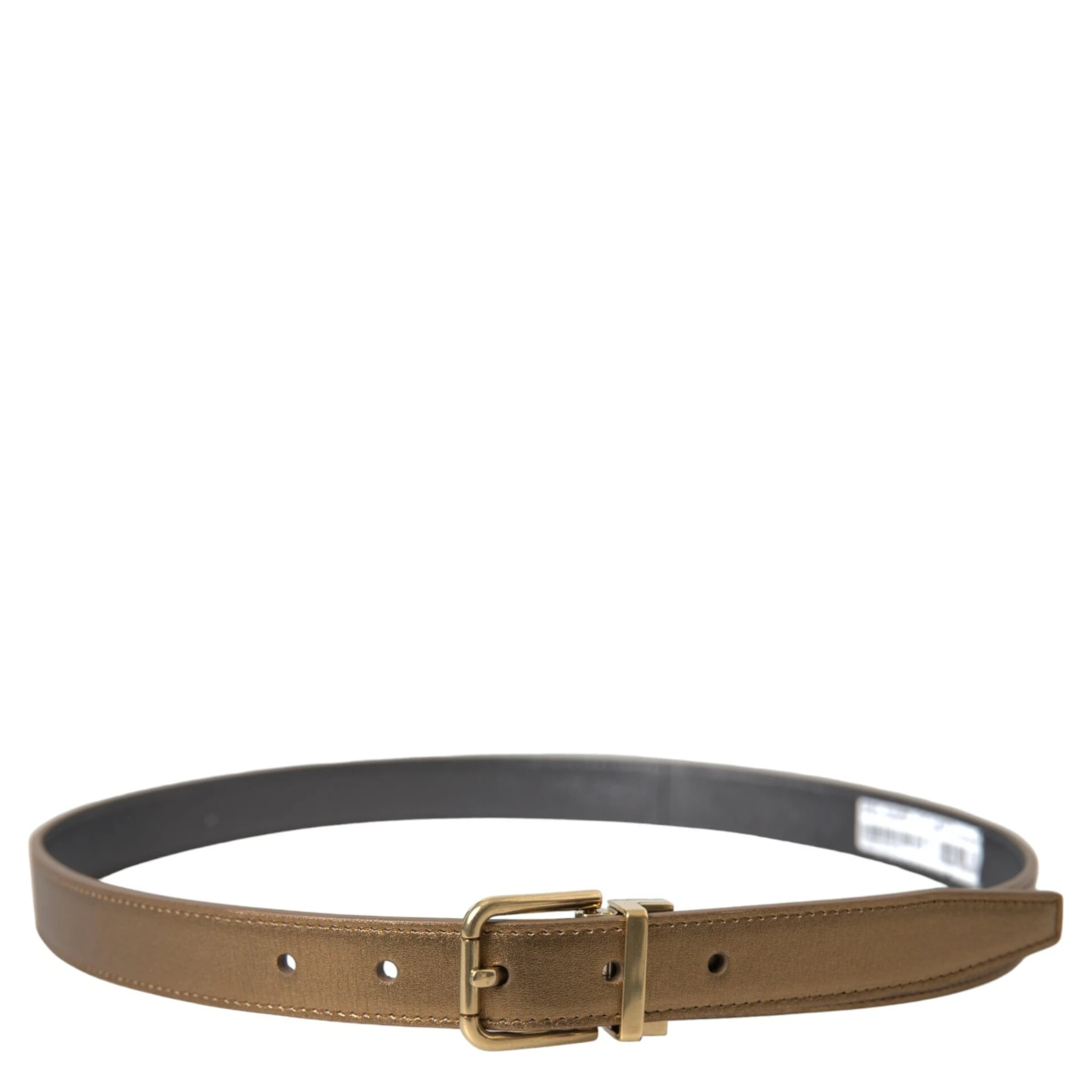 Metallic Gold Calf Leather Metal Buckle Belt