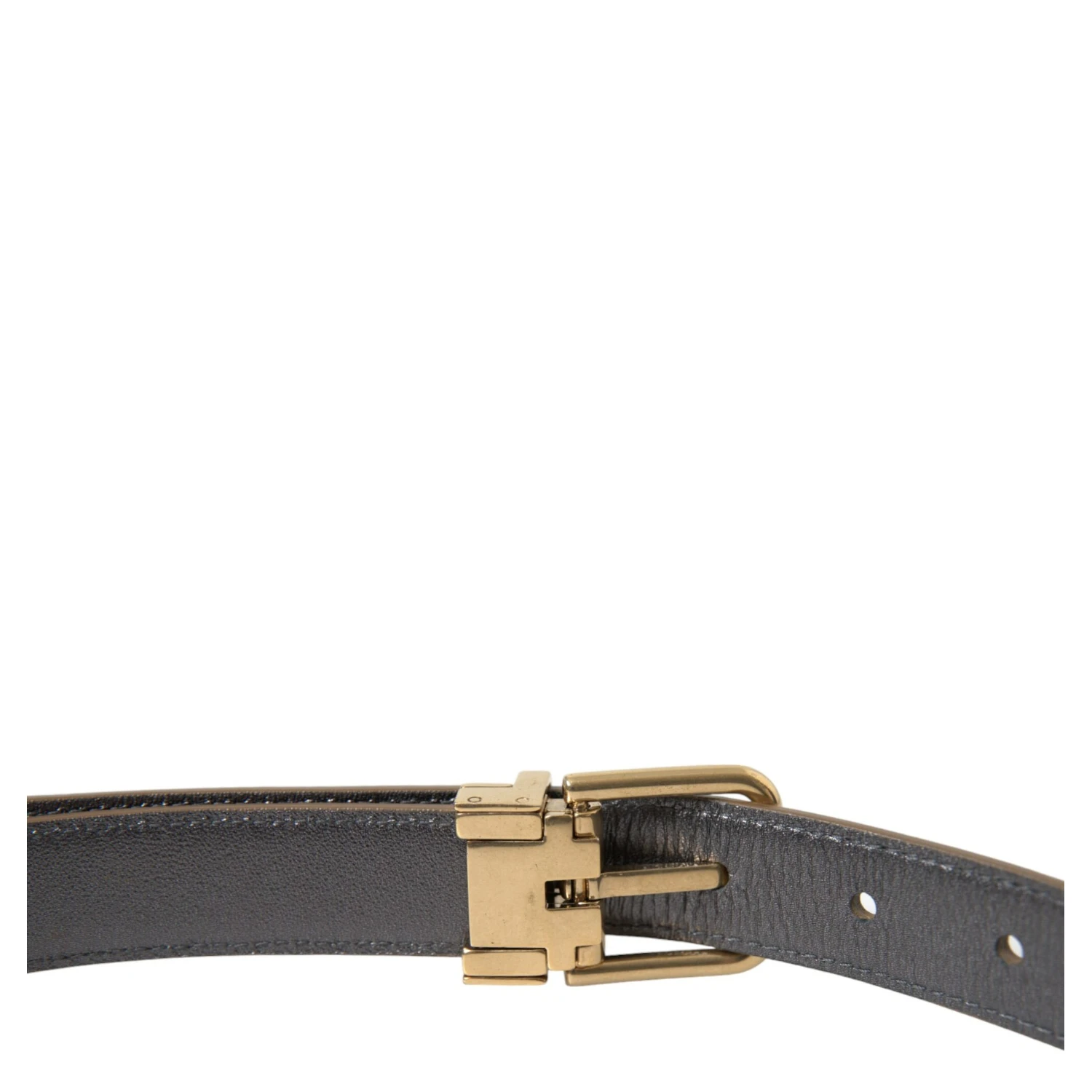 Metallic Gold Calf Leather Metal Buckle Belt