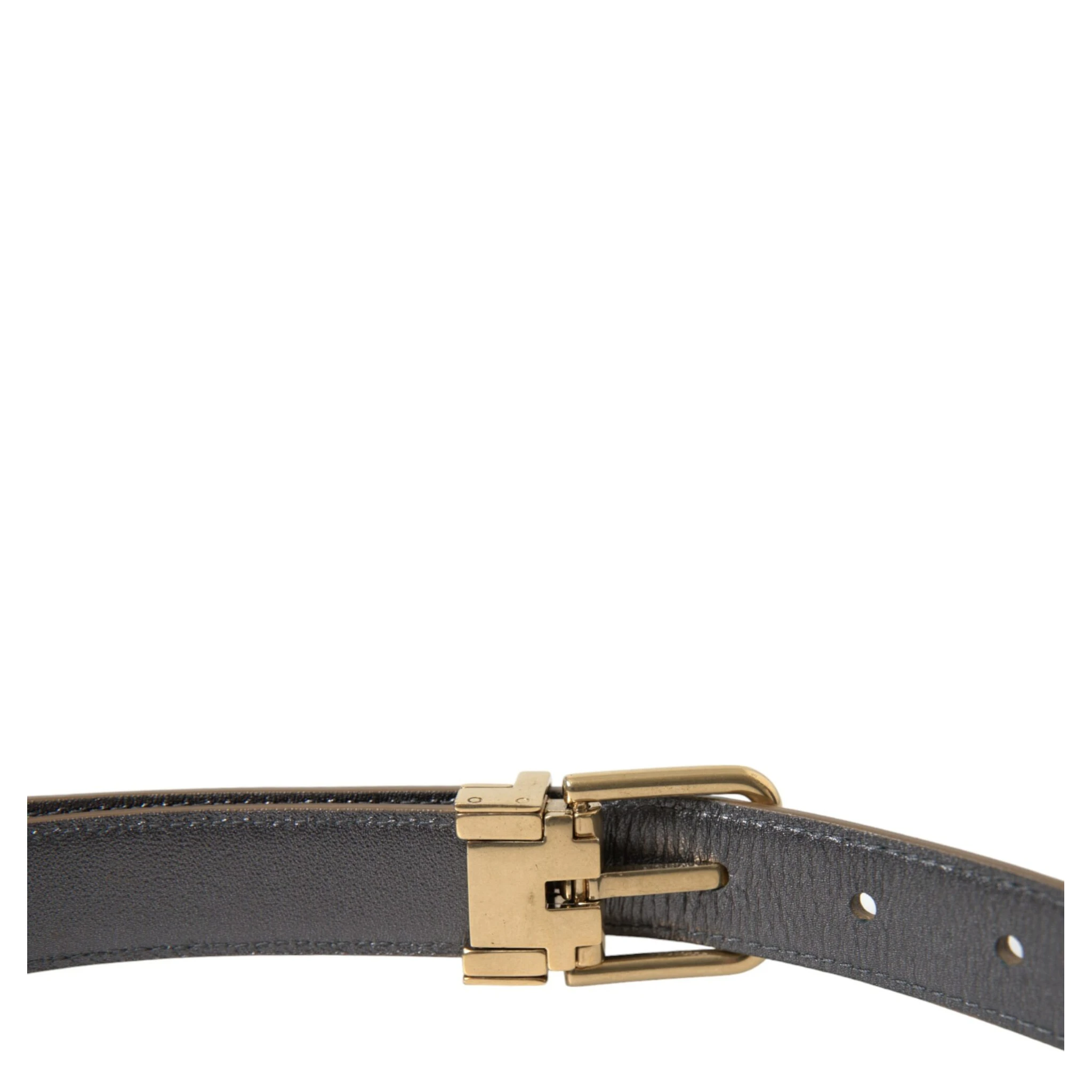 Metallic Gold Calf Leather Metal Buckle Belt