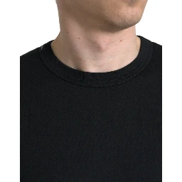 Black Logo Embossed Crew Neck Short Sleeves T-shirt