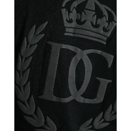 Black Logo Embossed Crew Neck Short Sleeves T-shirt