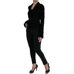 Black Viscose Single Breasted Blazer Jacket