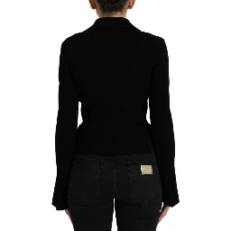 Black Viscose Single Breasted Blazer Jacket