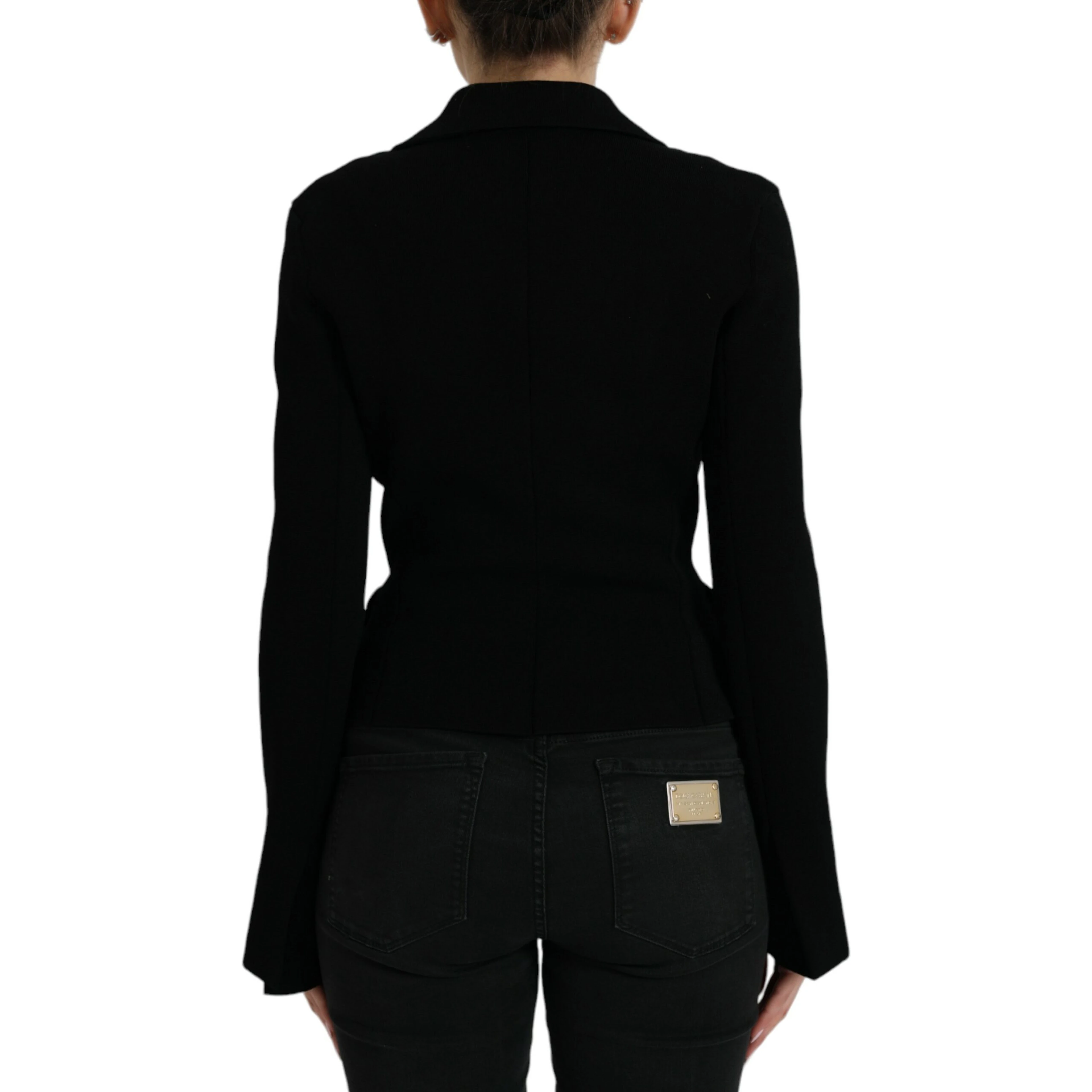 Black Viscose Single Breasted Blazer Jacket
