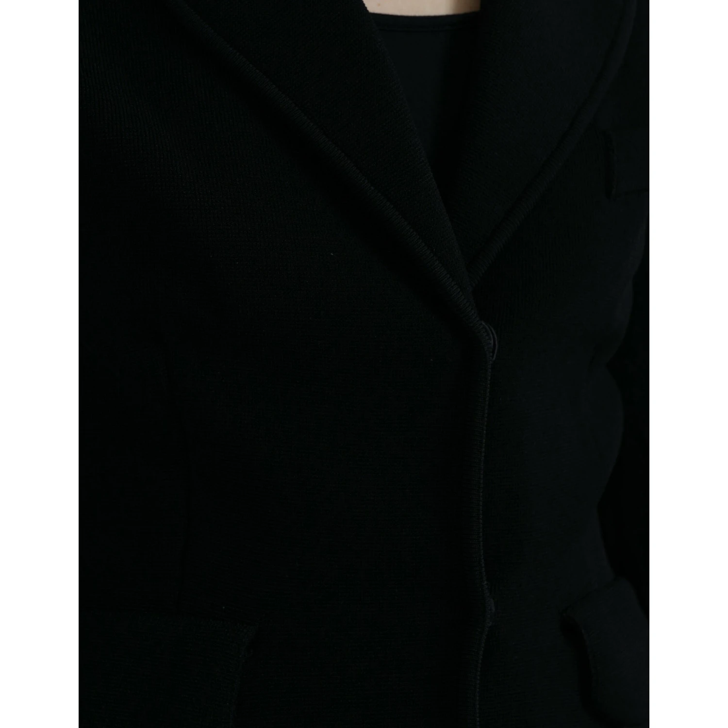 Black Viscose Single Breasted Blazer Jacket