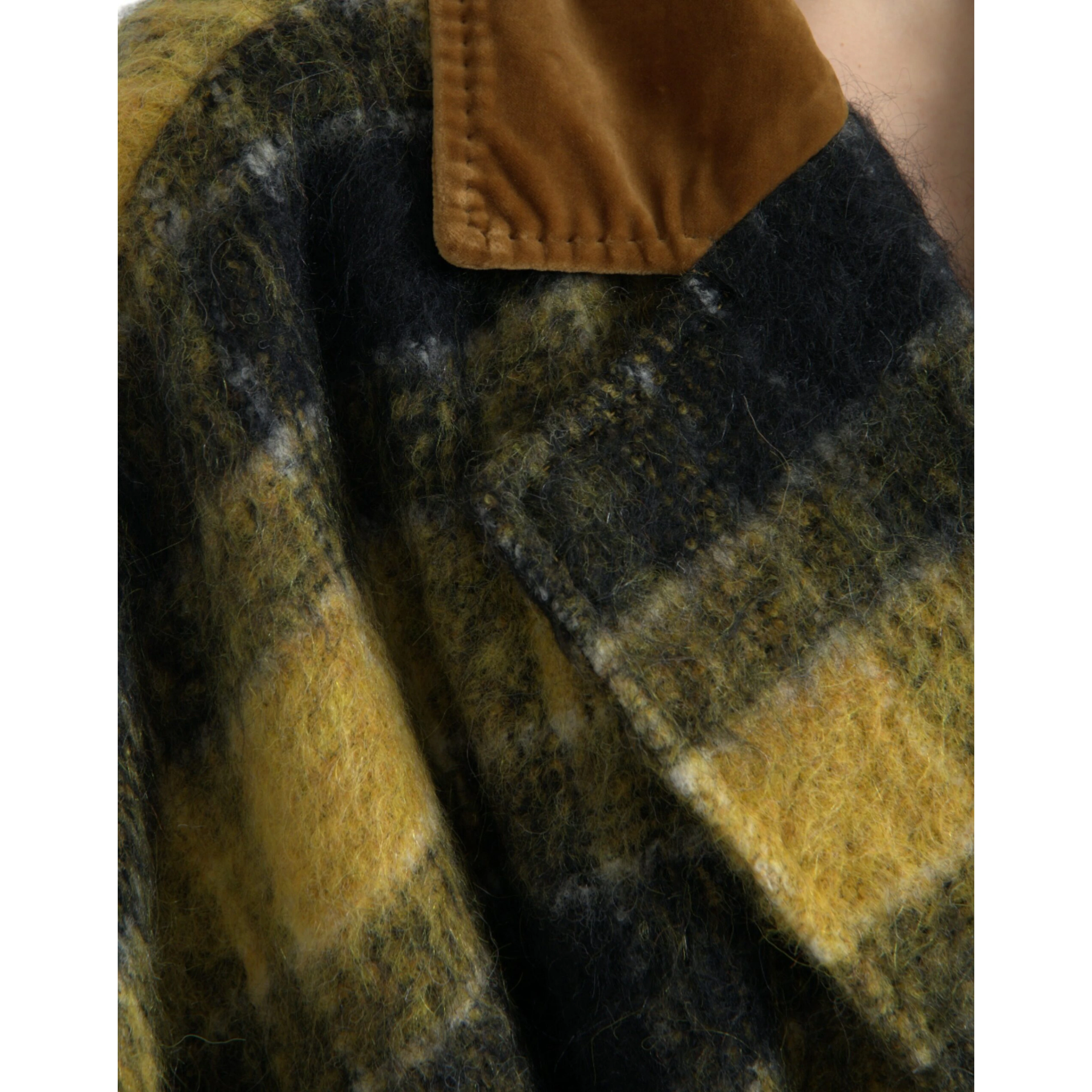 Yellow Checkered Long Sleeve Coat Jacket