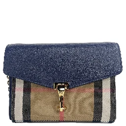 Macken Small Regency Blue House Check Leather Crossbody Bag