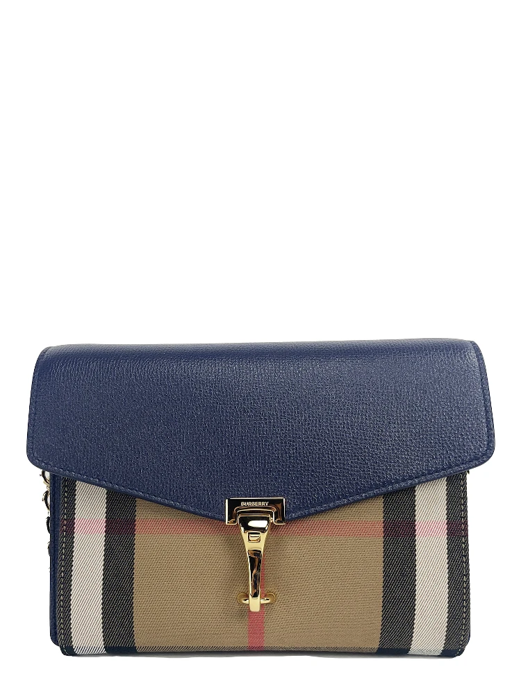 Macken Small Regency Blue House Check Leather Crossbody Bag