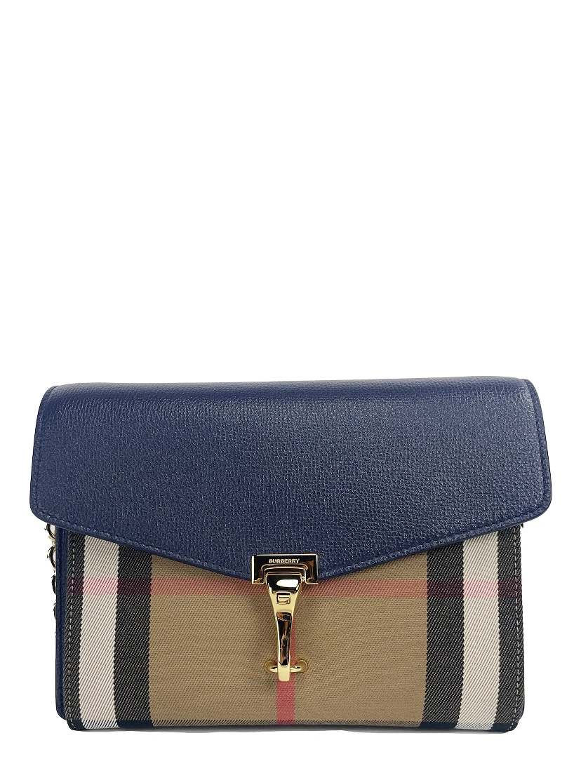 Macken Small Regency Blue House Check Leather Crossbody Bag