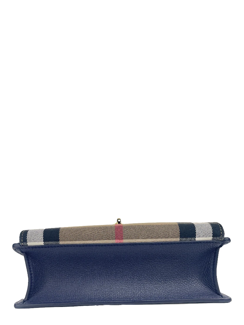 Macken Small Regency Blue House Check Leather Crossbody Bag