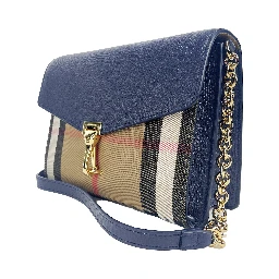 Macken Small Regency Blue House Check Leather Crossbody Bag