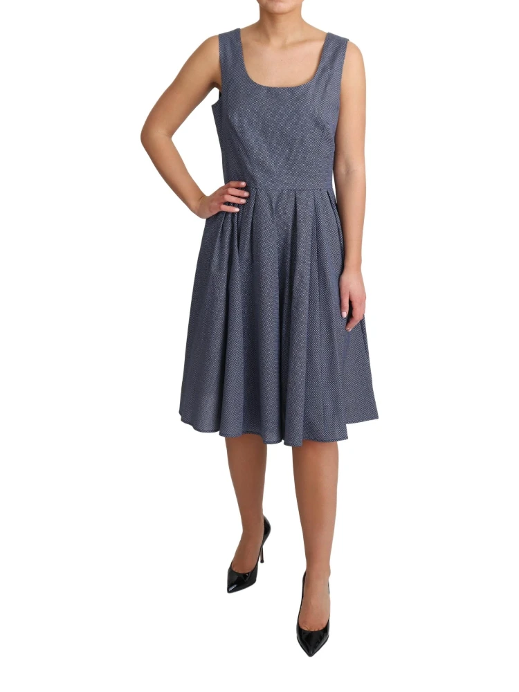Blue Polka Cotton A-Line Stretch Dress alternative