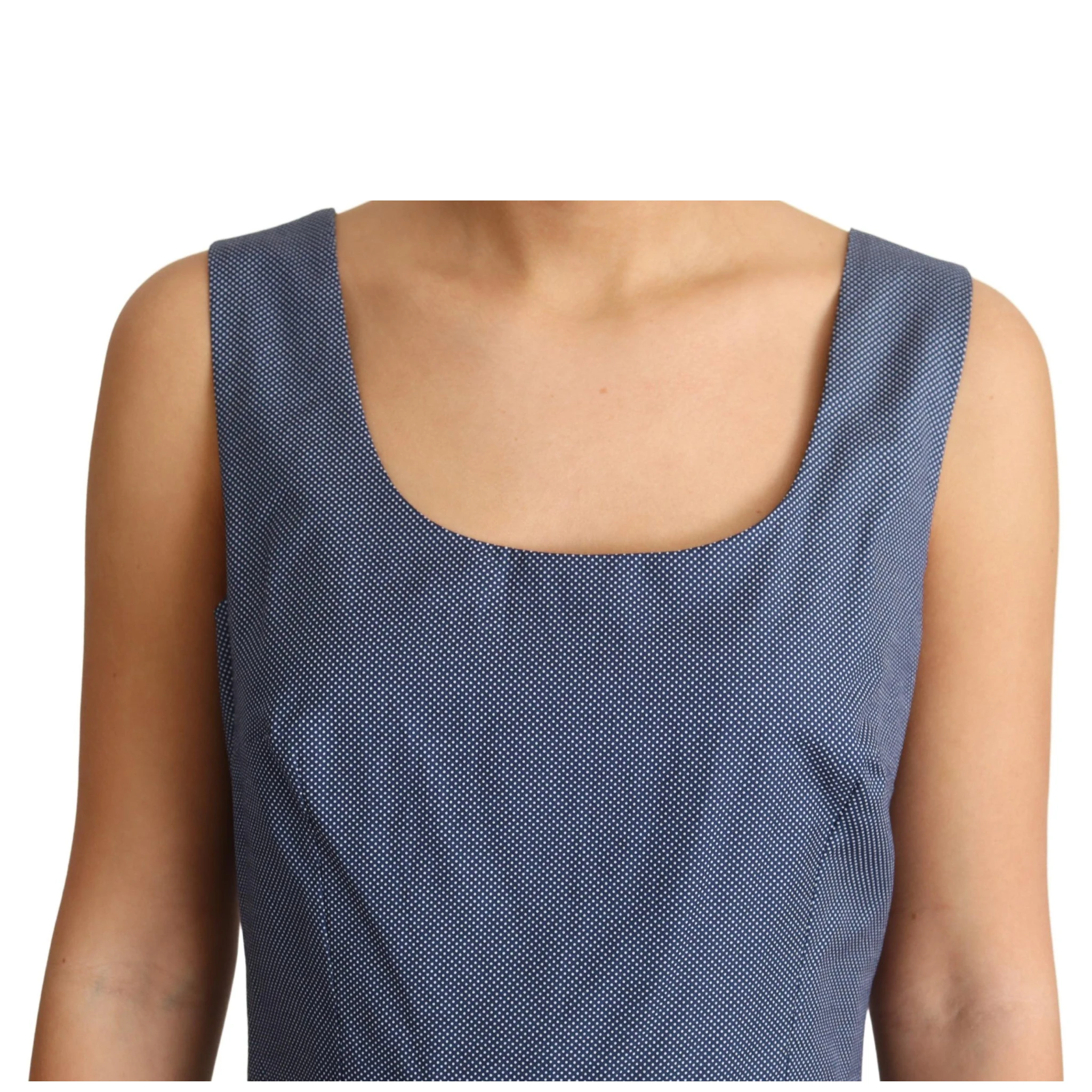 Blue Polka Cotton A-Line Stretch Dress