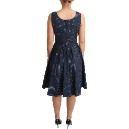 Blue Polka Dotted Cotton A-Line Dress