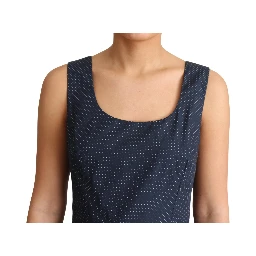 Blue Polka Dotted Cotton A-Line Dress