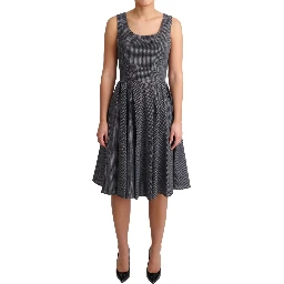 Black Polka Dotted Cotton A-Line Dress