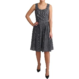 Black Polka Dotted Cotton A-Line Dress