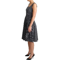 Black Polka Dotted Cotton A-Line Dress