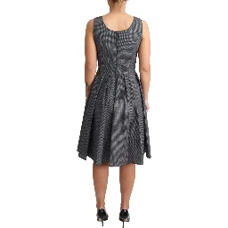Black Polka Dotted Cotton A-Line Dress