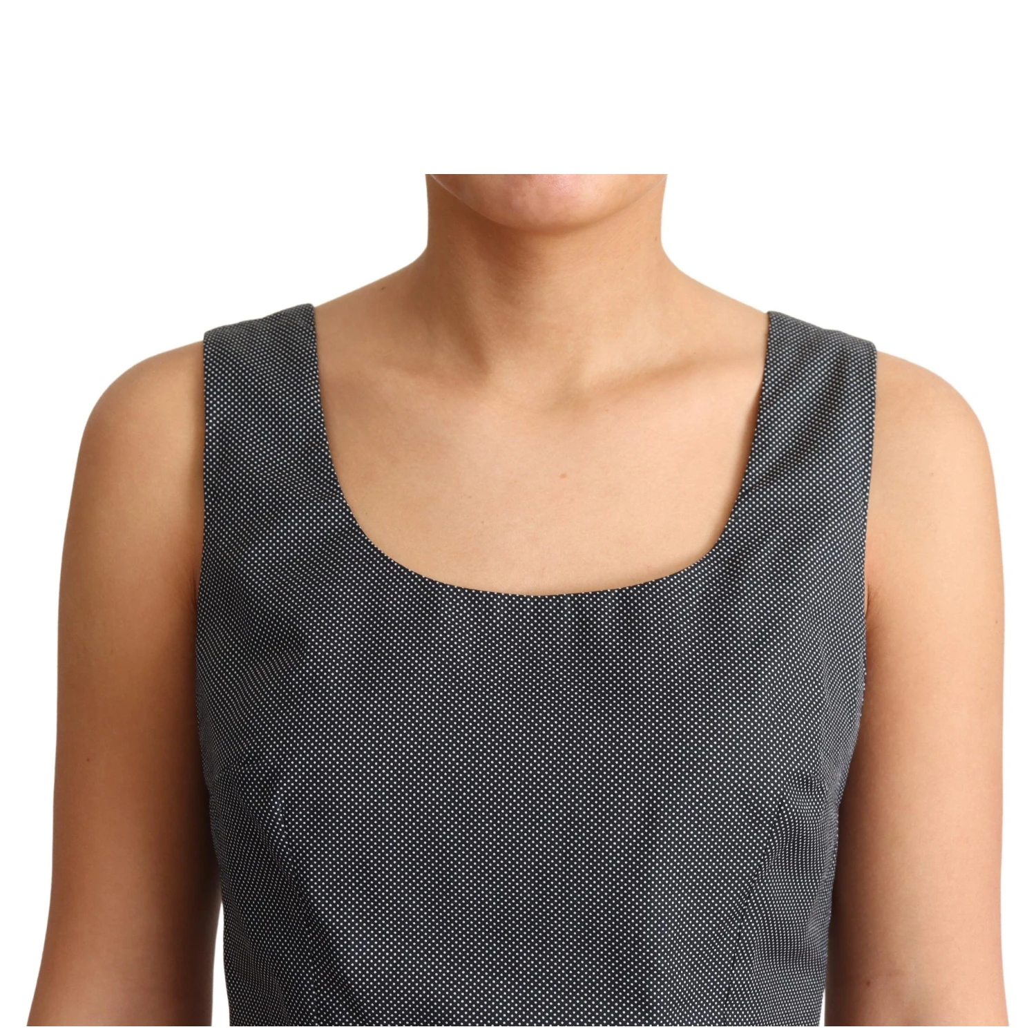 Black Polka Dotted Cotton A-Line Dress