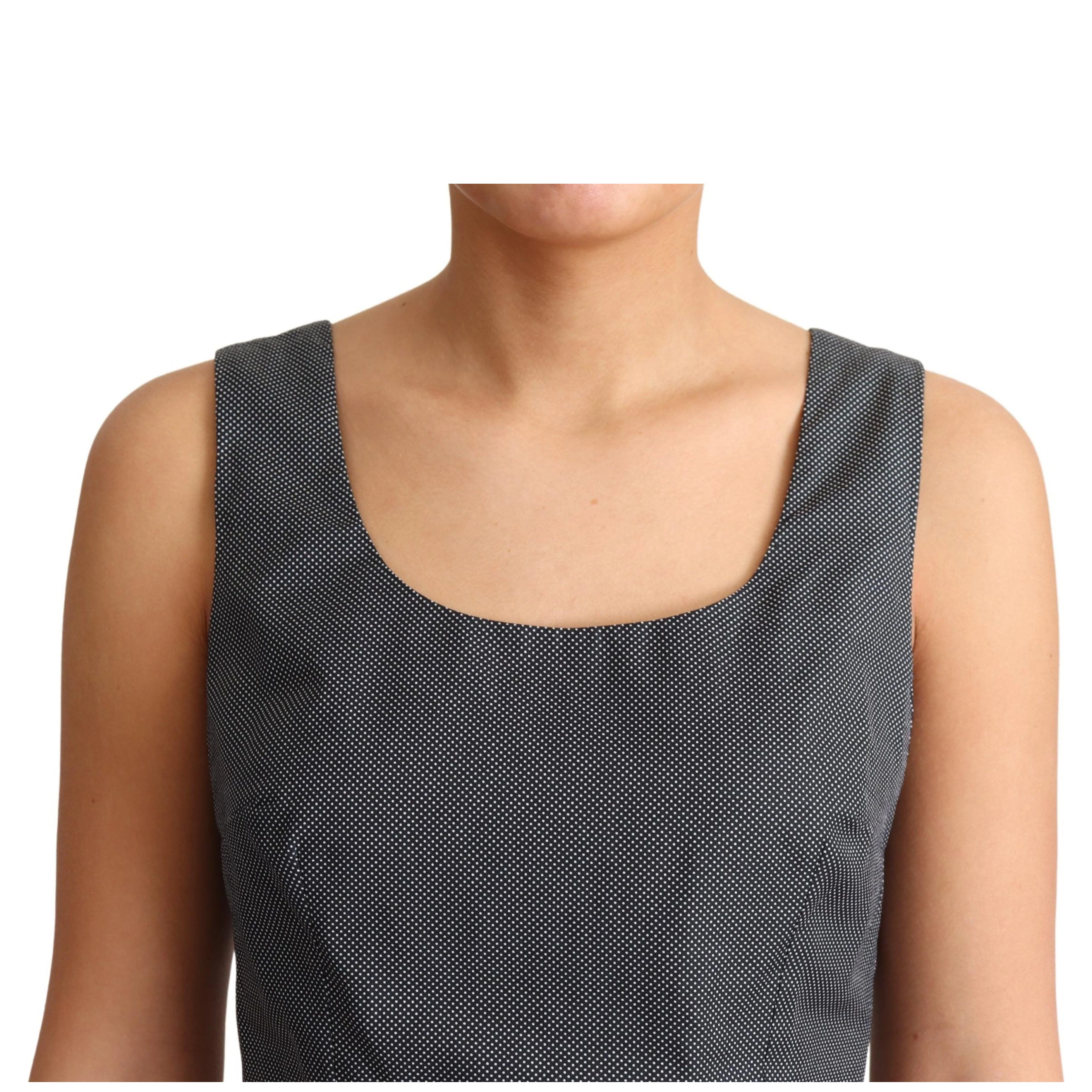 Black Polka Dotted Cotton A-Line Dress