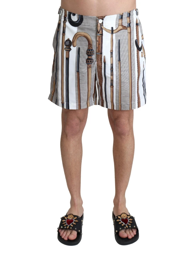 White Walking Stick Beachwear Shorts Swimshorts