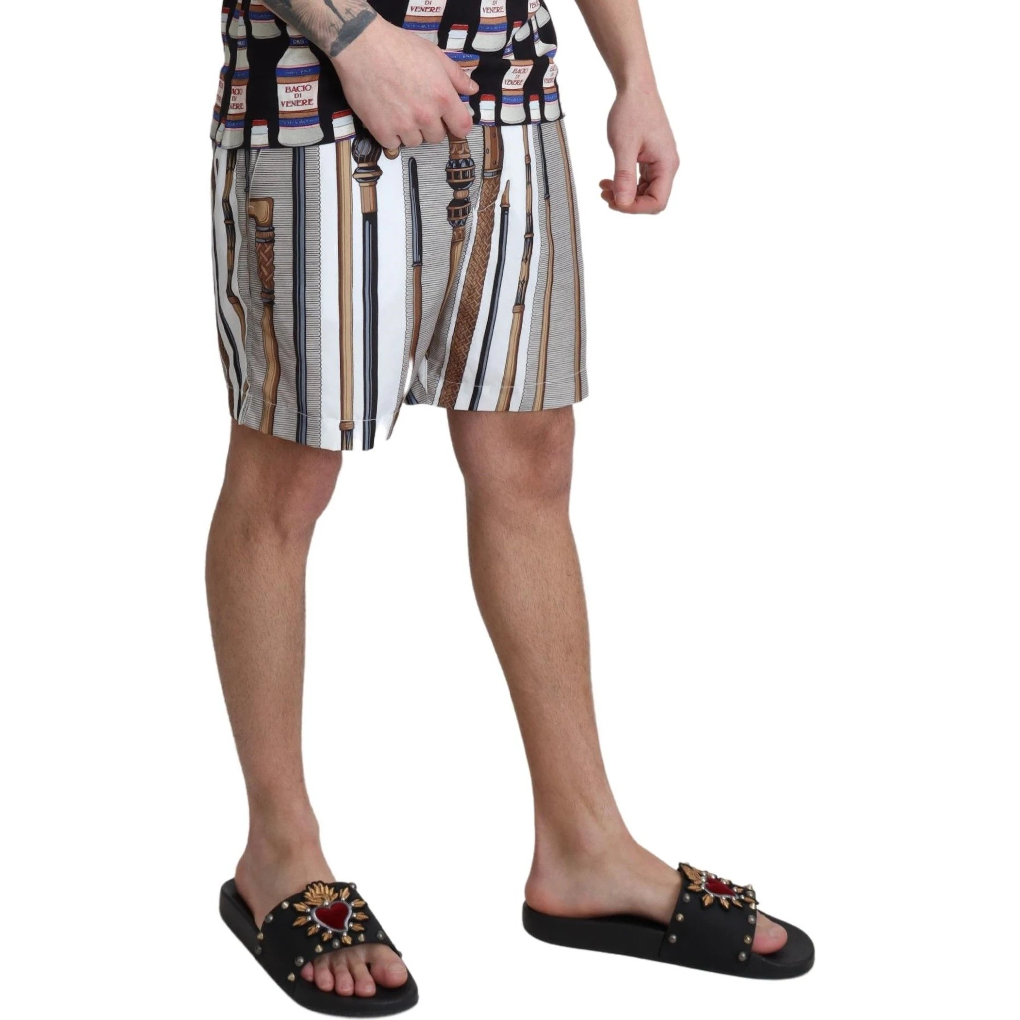White Walking Stick Beachwear Shorts Swimshorts