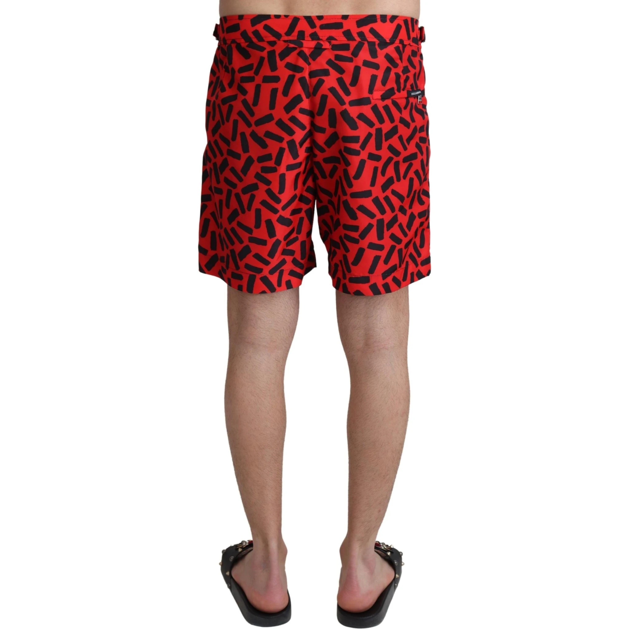 Red Patterned Beachwear Shorts Swimwear