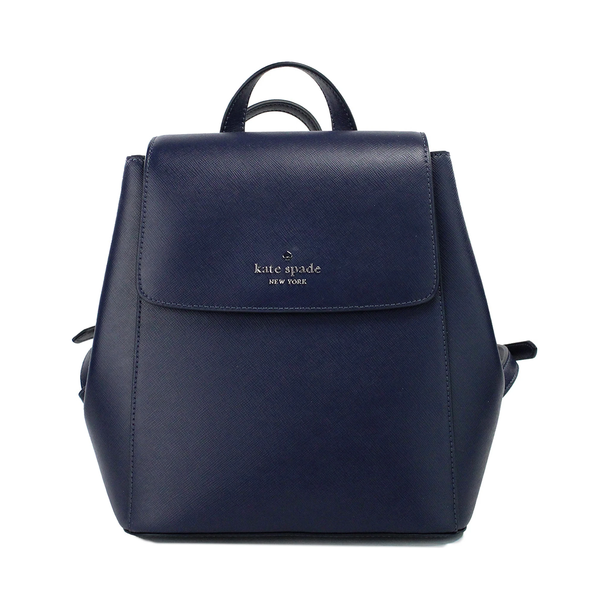 Madison Navy Saffiano Leather Medium Flap Shoulder Backpack Bag