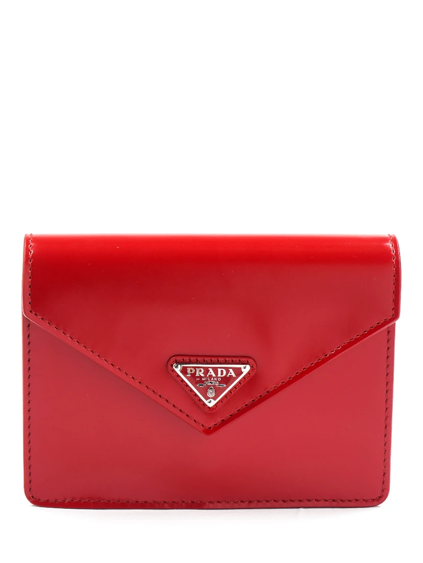 Triangle-Logo Patent Leather Clutch Bag
