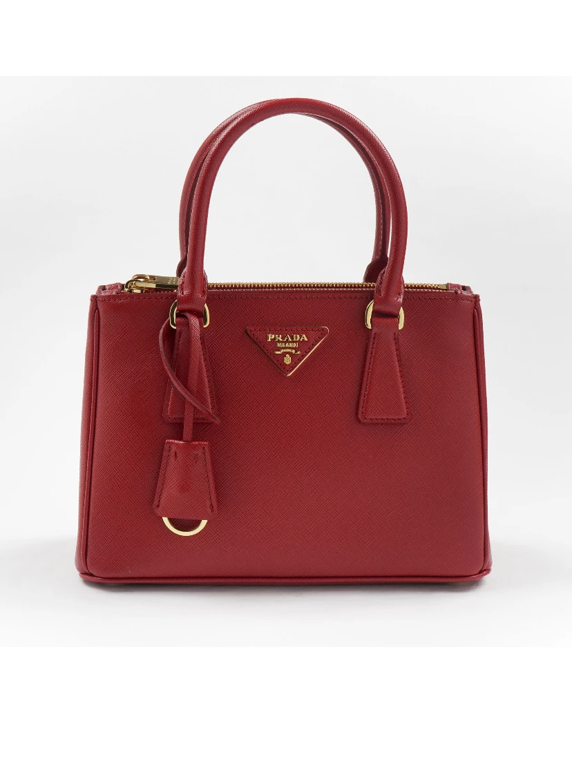 Prada Galleria Leather 2WAY Shoulder Bag Red