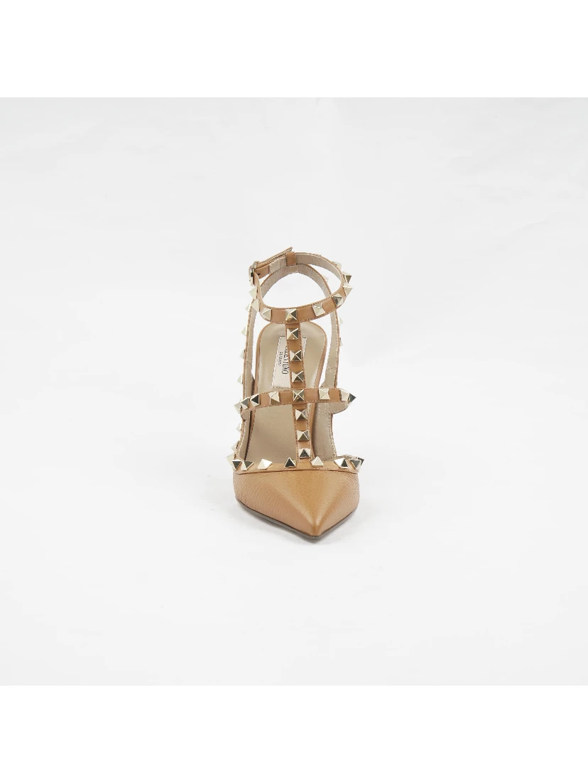 Rockstud ankle strap pumps