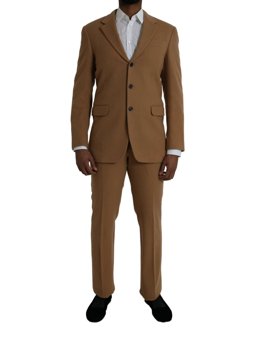 Brown Cashmere 2 Piece Single Breasted Suit
